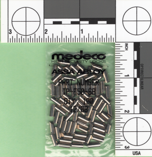 Medeco lock pins for High-security lock systems & interchangeable core cylinders, crucial for locksmiths rekeying Medeco systems